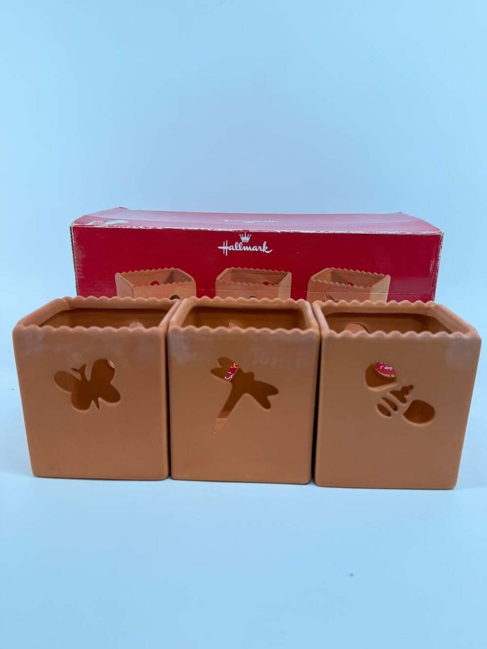 Hallmark Candlelight Critters Terra Cotta Tea Light Holders Set New 2.00 lb
